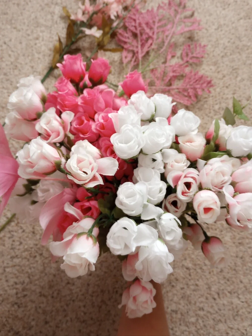 Huge Lot Of Artificial / Faux Flowers Florals Pink White Roses Butterflies